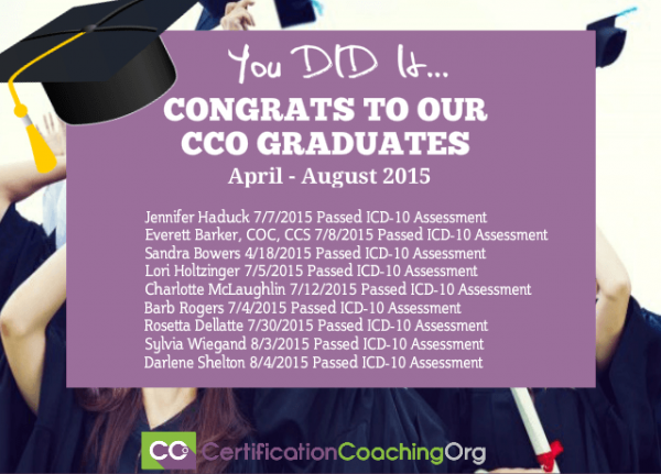2015 ICD 10 Proficiency Assessment Exam Passers