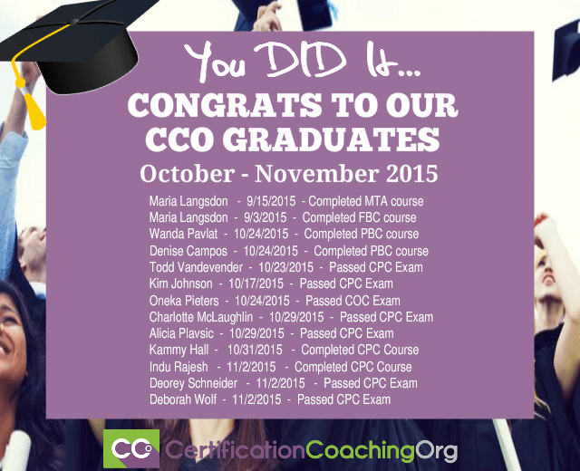November 2015 CCO Graduates and Exam Passers