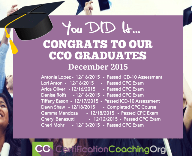 December 2015 CCO Graduates and Exam Passers Week 4