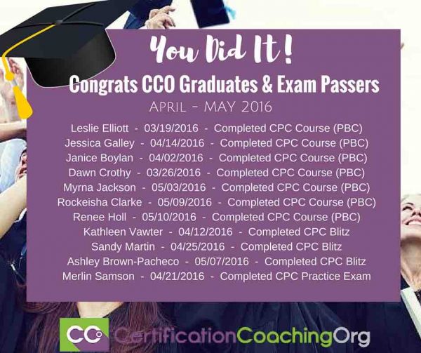 May 2016 CCO Graduates and Exam Passers
