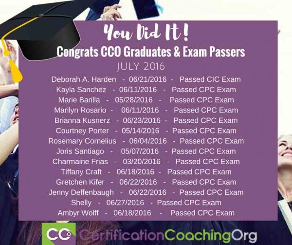 July 2016 CCO Graduates and CPC Exam Passers Week 1