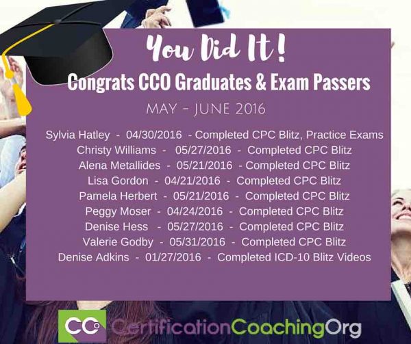 June 2016 CCO Graduates and Exam Passers (Week 2)