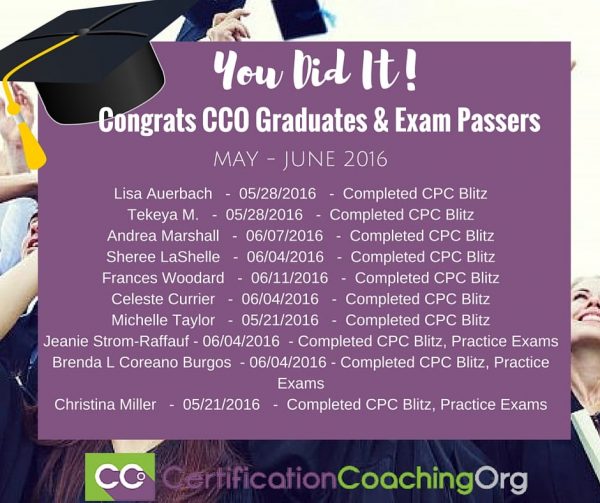 June 2016 CCO Graduates and Exam Passers Week 4