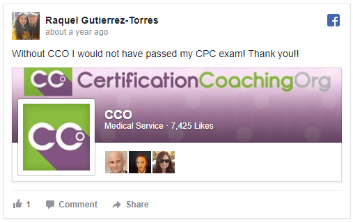 Raquel Gutierrez-Torres says "Without CCO I would not have passed my CPC exam! Thank you!!"