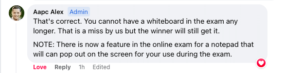 Alex says Whiteboards not allowed in CPC Online Exam