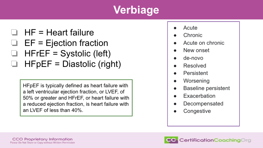 Stages of Heart Failure in Medical Coding Verbiage