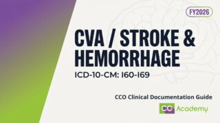 Cerebrovascular Accident (CVA/Stroke) and Cerebral Hemorrhage vs. TIA clinical documentation guide cover